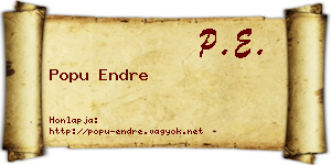 Popu Endre névjegykártya